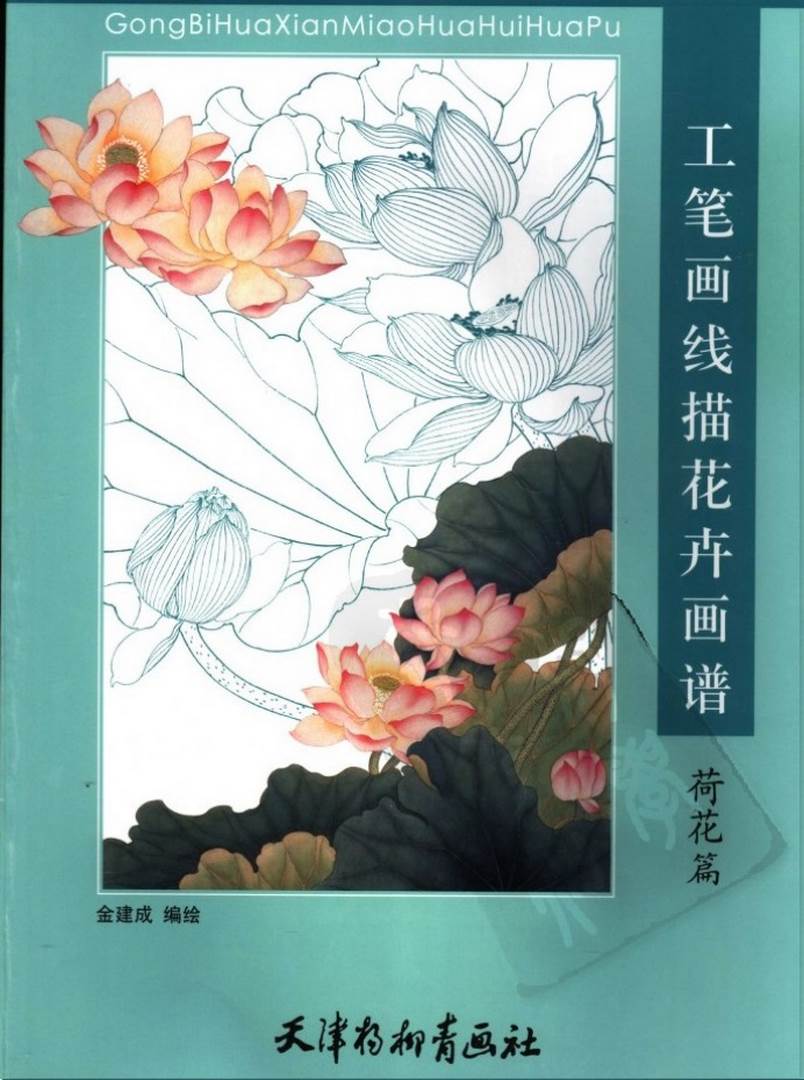 工笔画线描花卉画谱-荷花画册