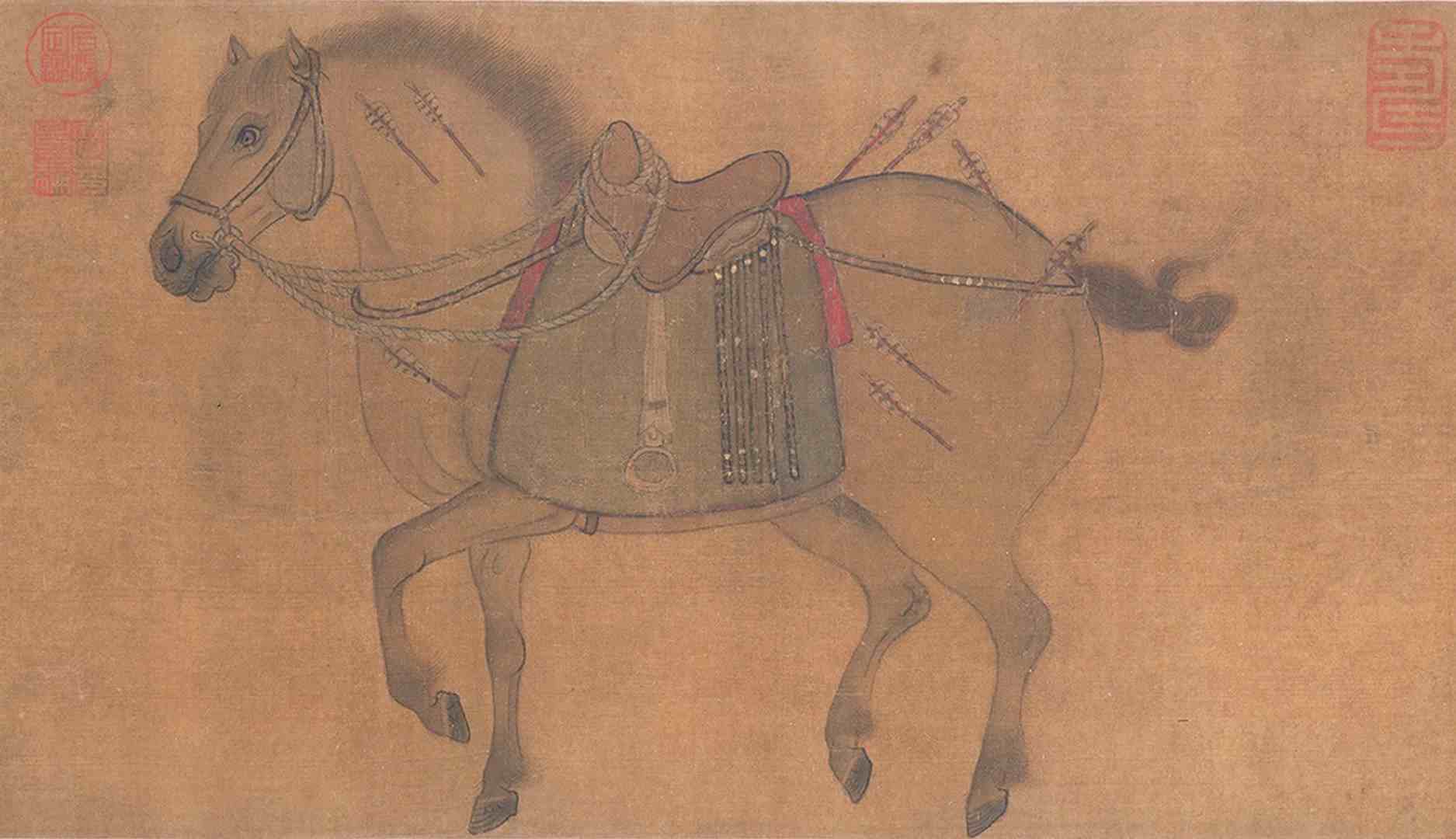 金代赵霖昭陵六骏图卷高清绢本