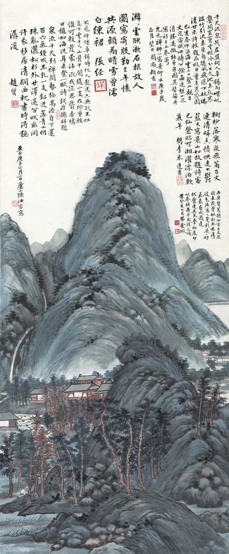 明代陈汝言仿古山图轴清晰版