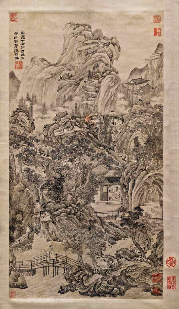 明代谢时臣仿王蒙山水图清晰版