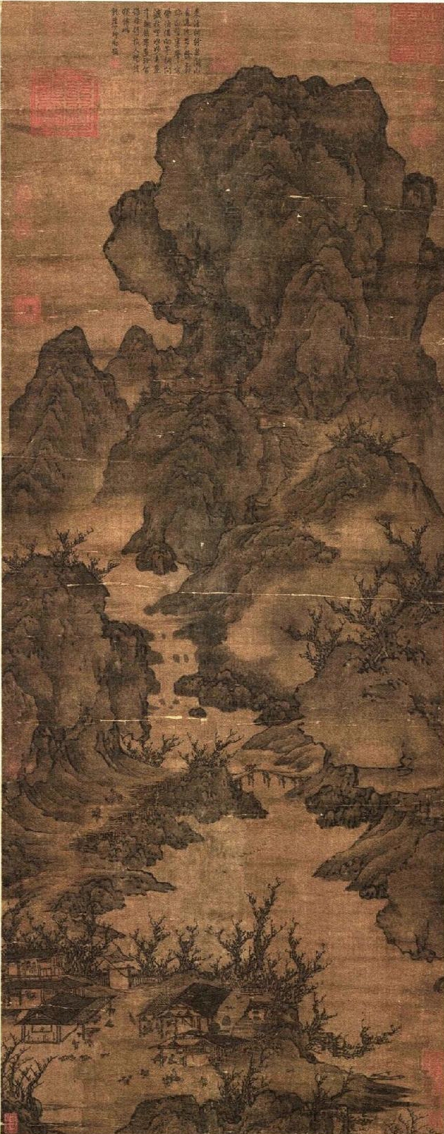 五代关仝关山行旅图高清图