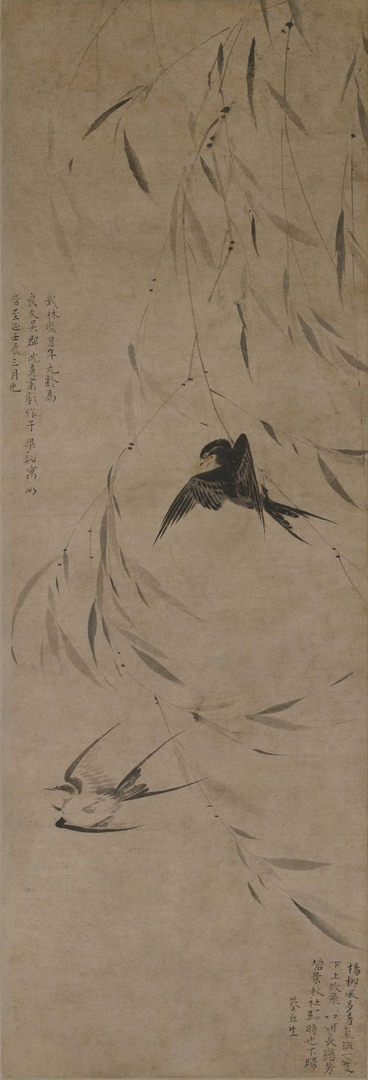 元代盛昌年柳燕图高清纸本