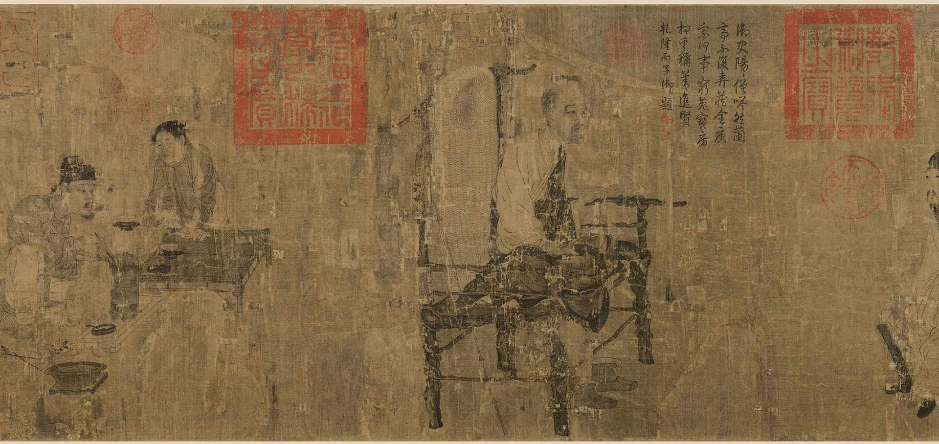 唐代阎立本萧翼赚兰亭图高清绢本