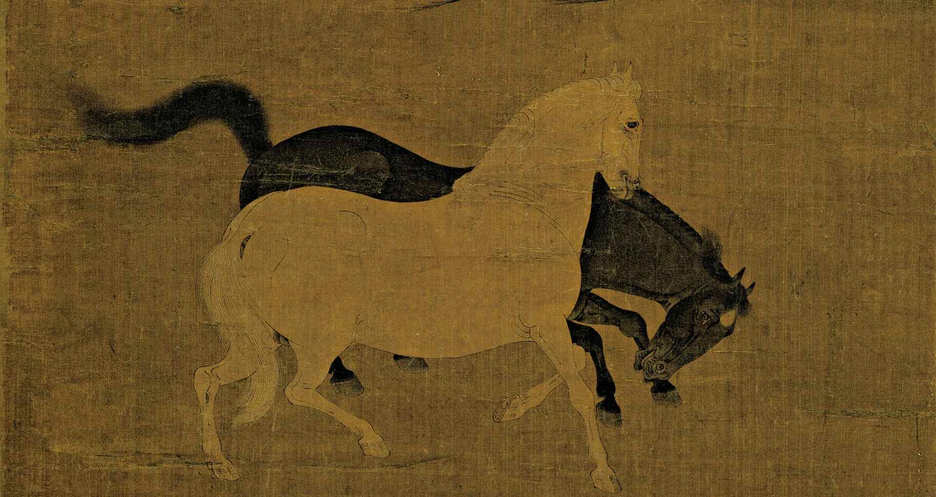 唐代韩幹猿马图高清纸本