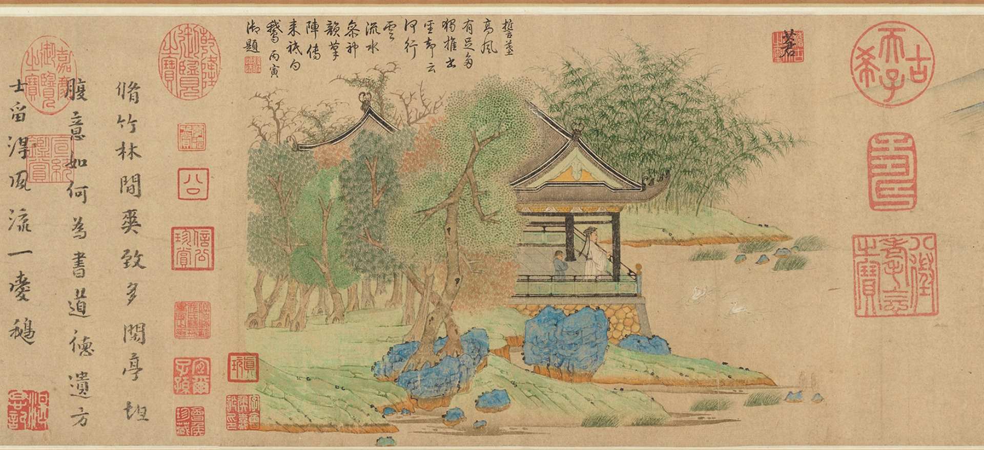 元钱选王羲之观鹅图全卷纸本