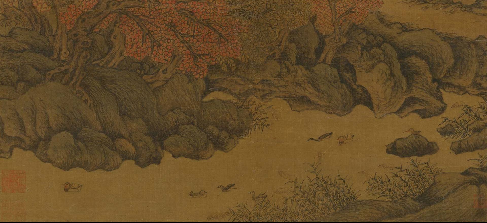 元王蒙关山箫寺图轴高清纸本
