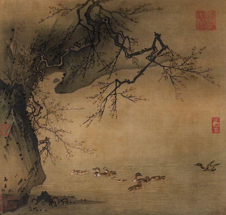 南宋马远梅石溪颓图册高清绢本