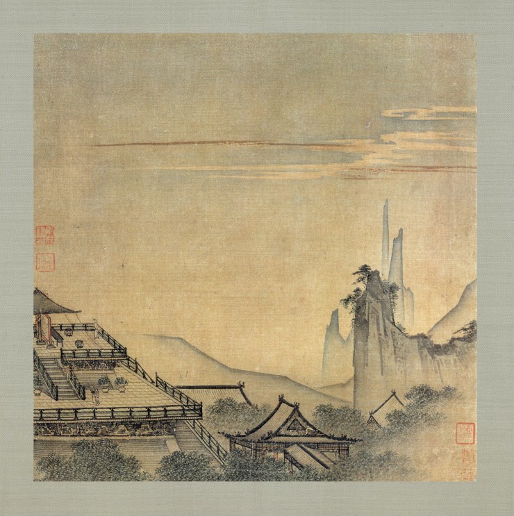 南宋马远雕台望云图高清绢本
