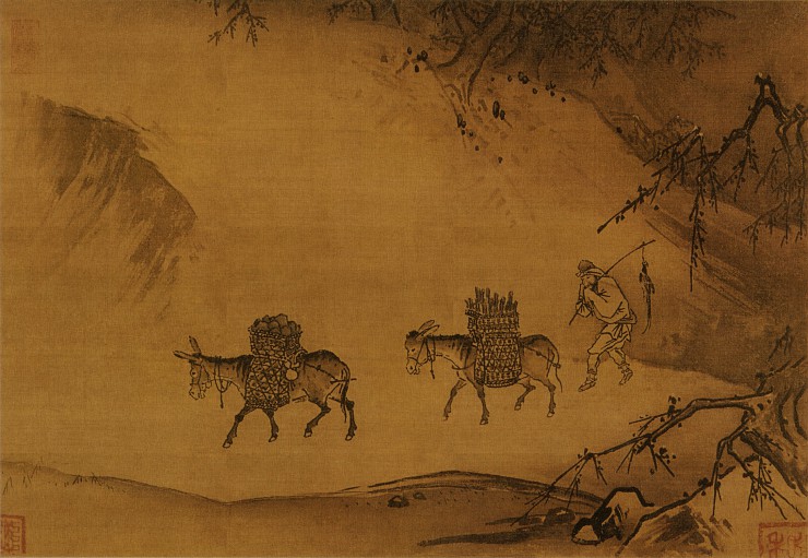 南宋马远晓雪山行图高清绢本