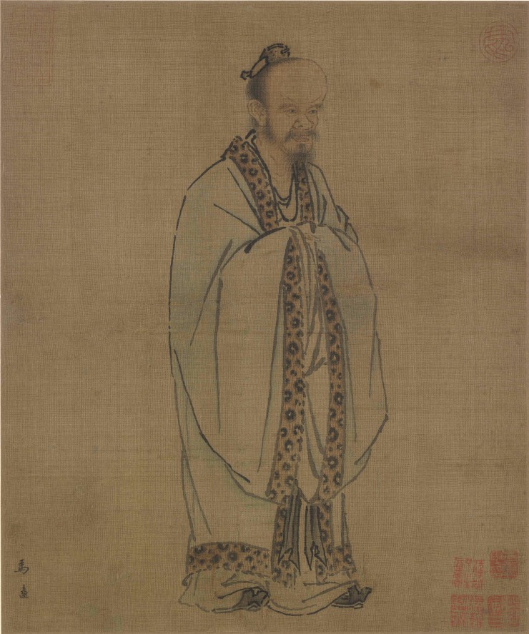南宋马远孔子像图页高清绢本