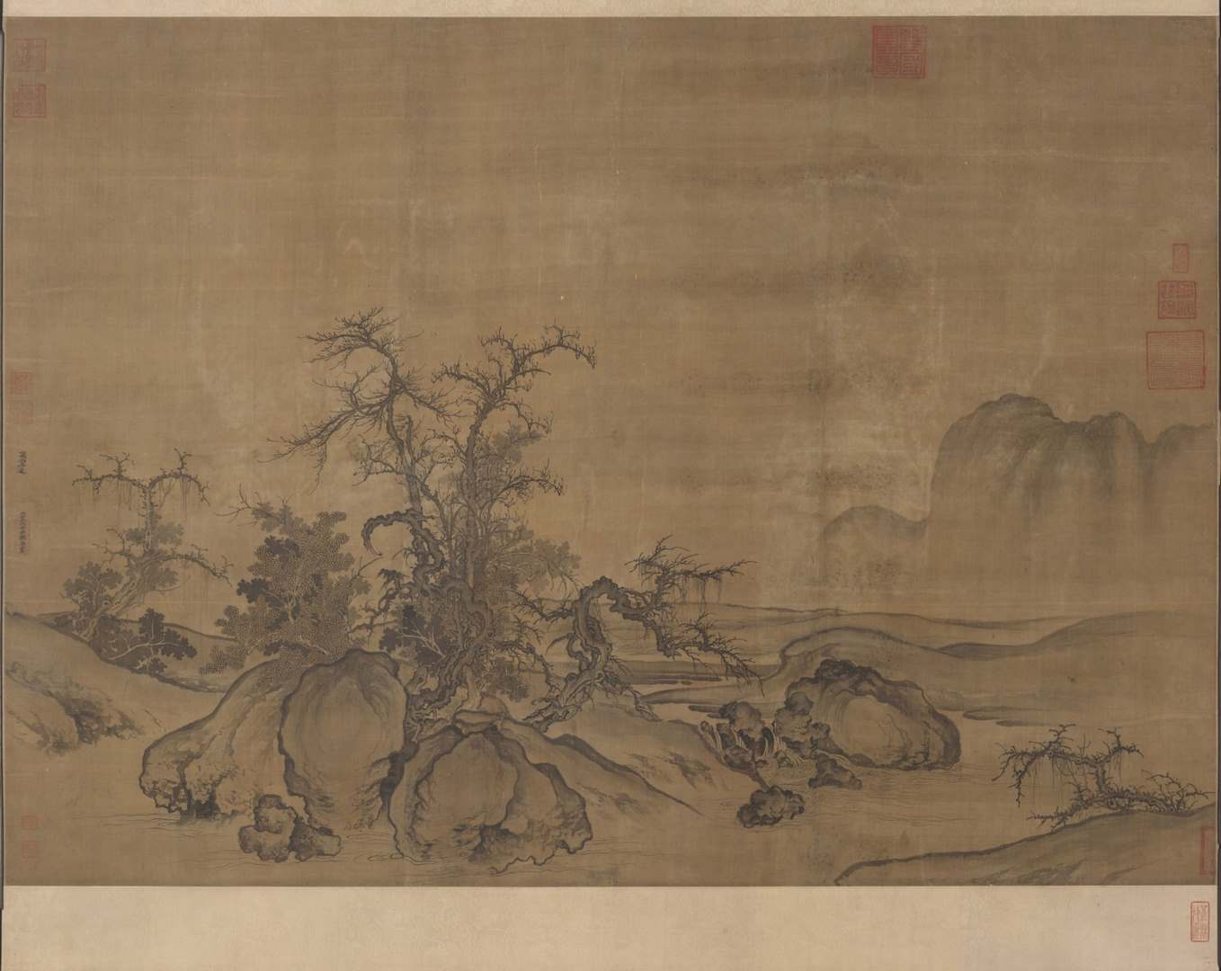 北宋郭熙窠石平远图卷高清绢本