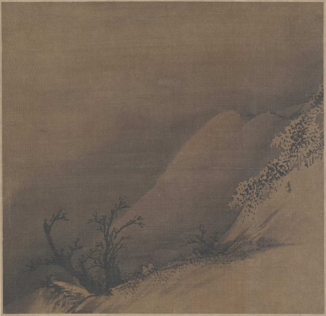 宋梁楷雪栈行骑图页高清纸本