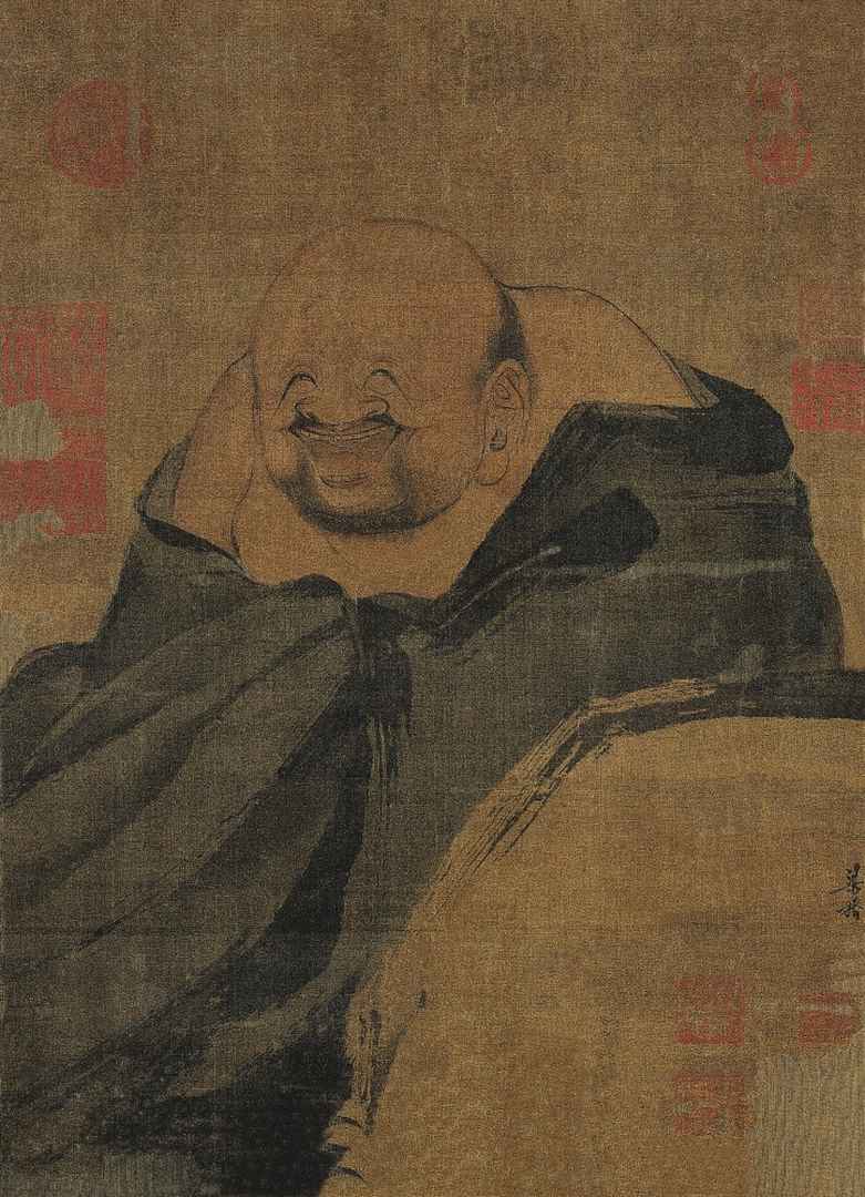 宋梁楷布袋和尚图高清绢本