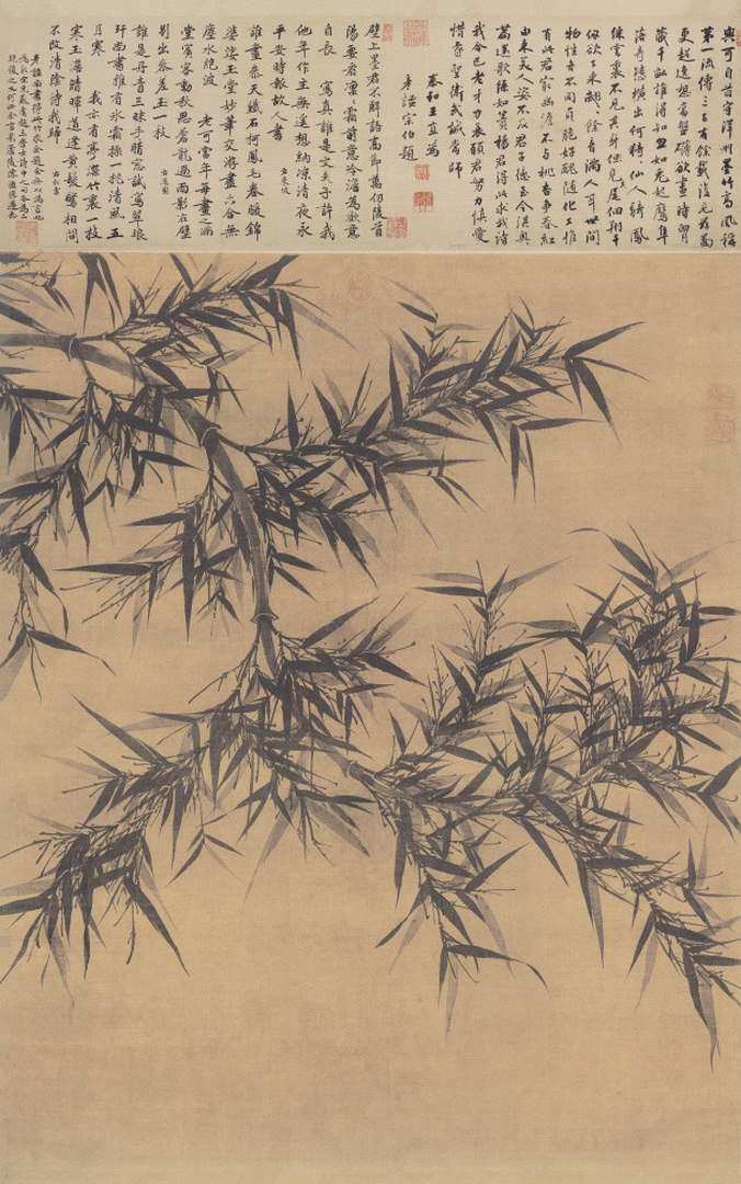 宋文同墨竹图轴高清绢本