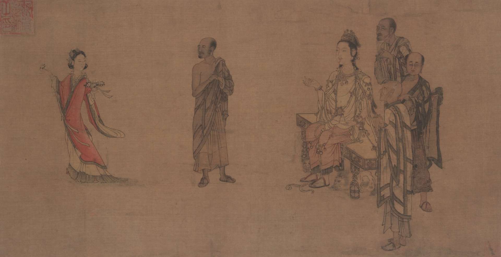 宋刘松年天女献花图高清绢本
