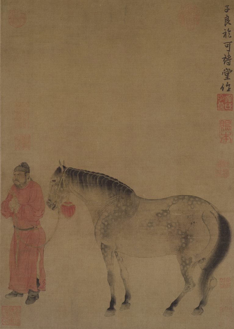 元任贤佐人马图轴超清绢本