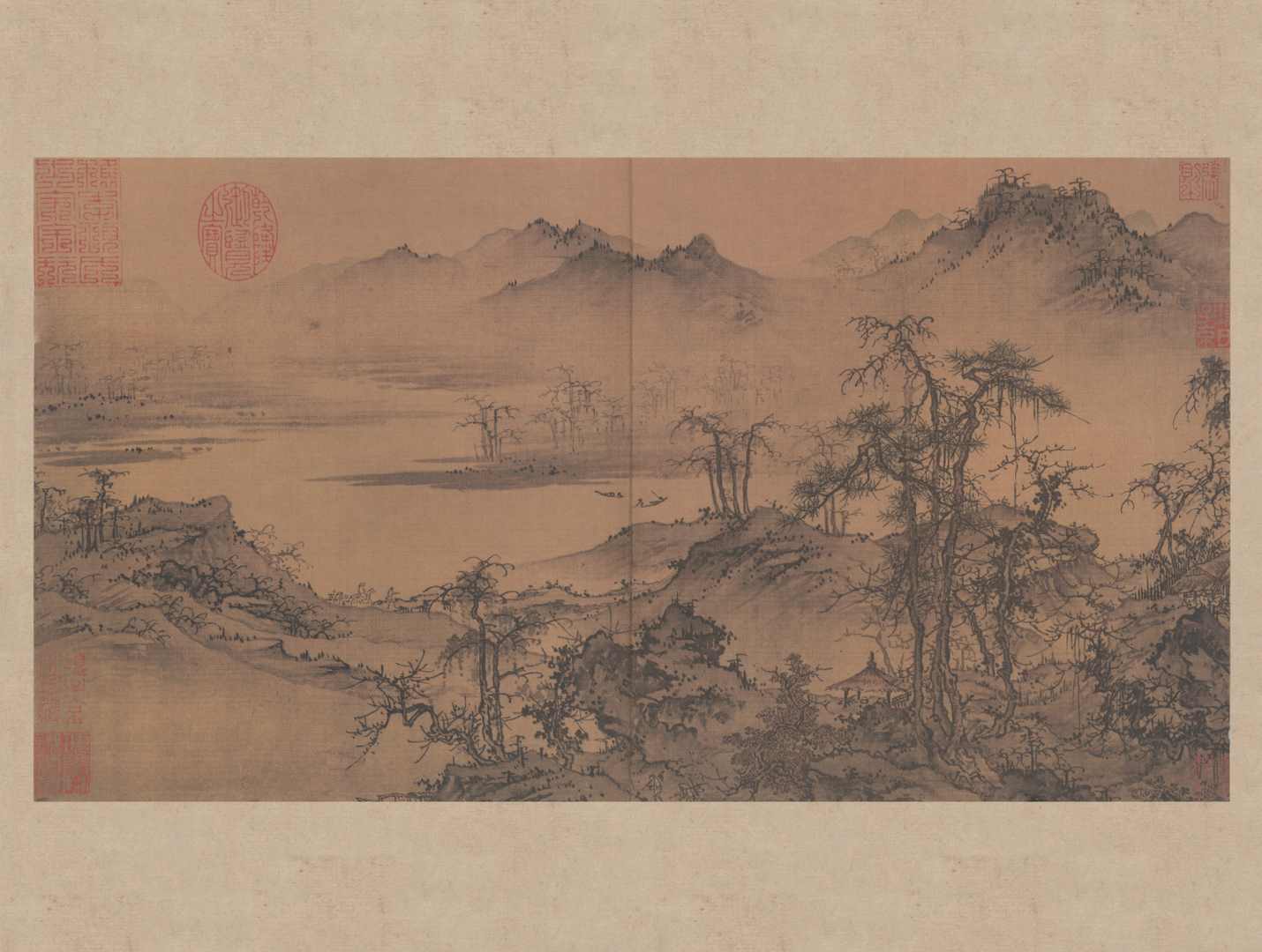 元人林亭秋色圖超清纸本