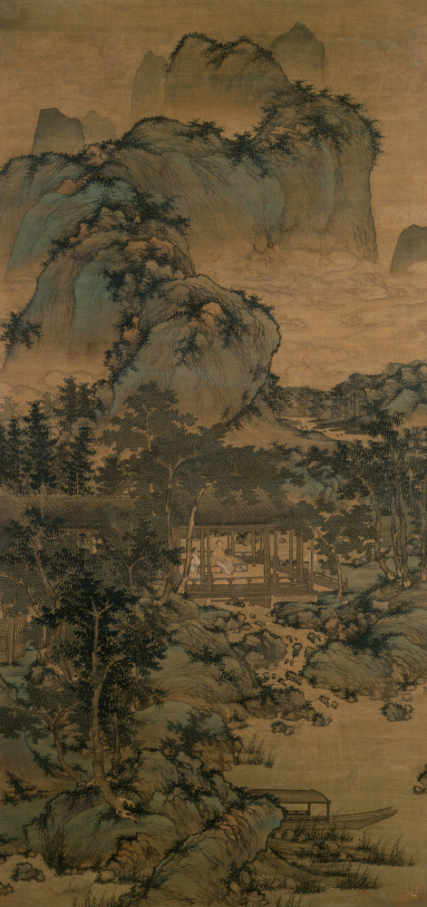 元盛懋山居纳凉图轴超清绢本