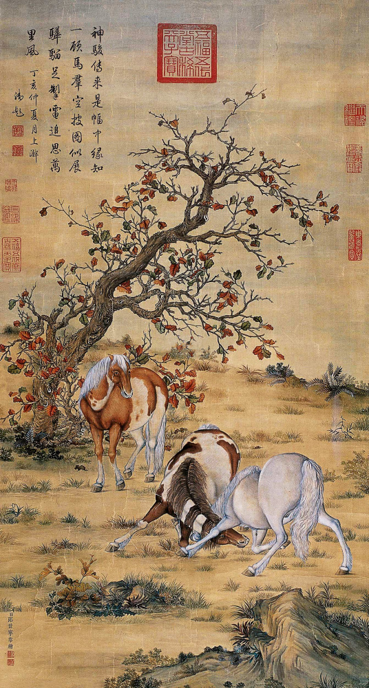 清郎世宁神骏图超清绢本
