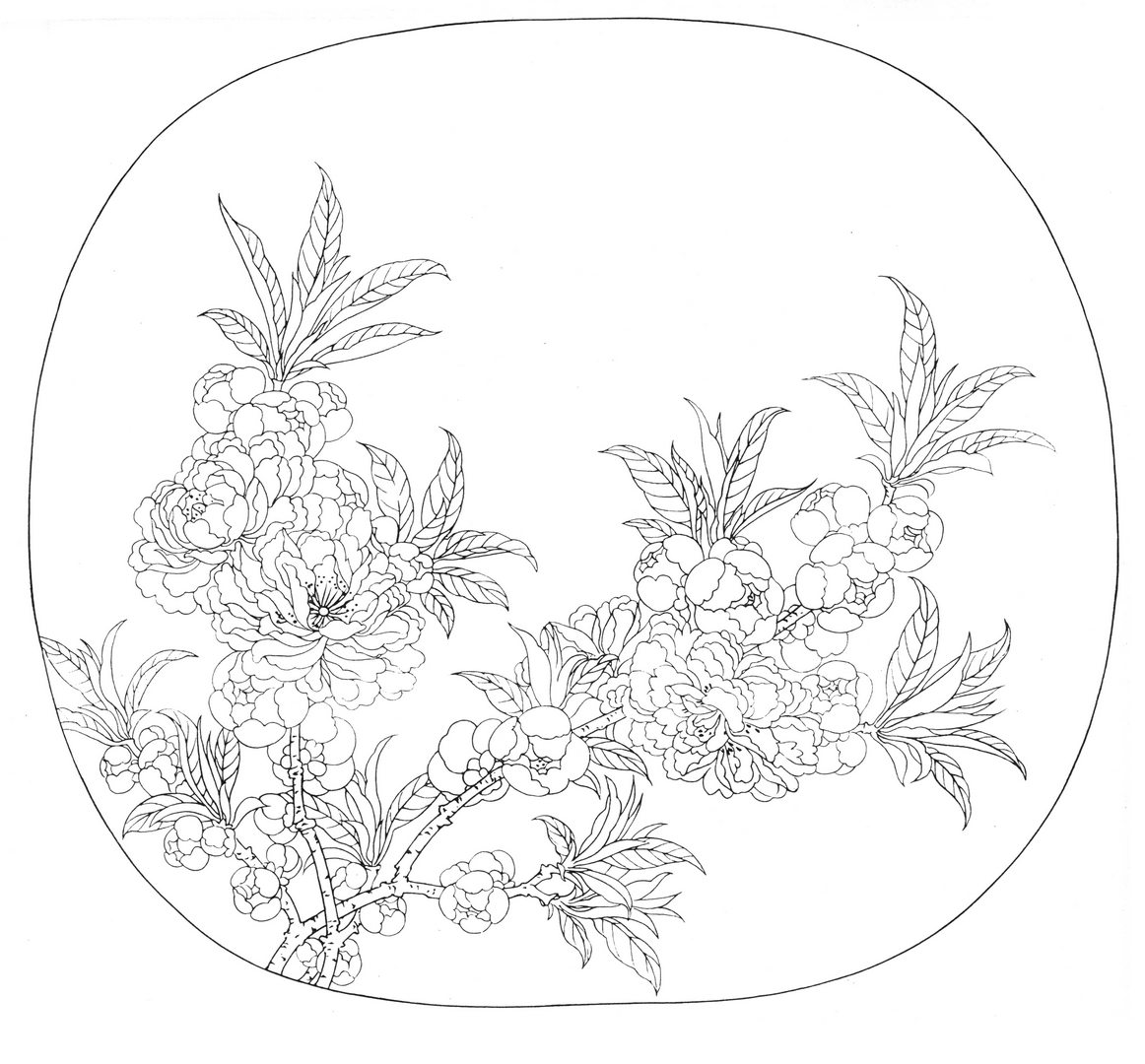 宋代工笔花鸟碧桃图