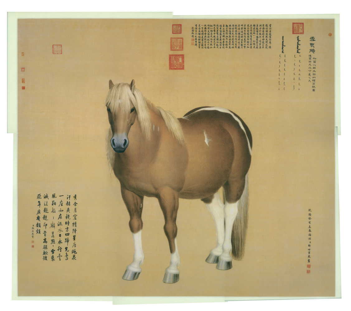 清郎世宁雪点雕超清绢本