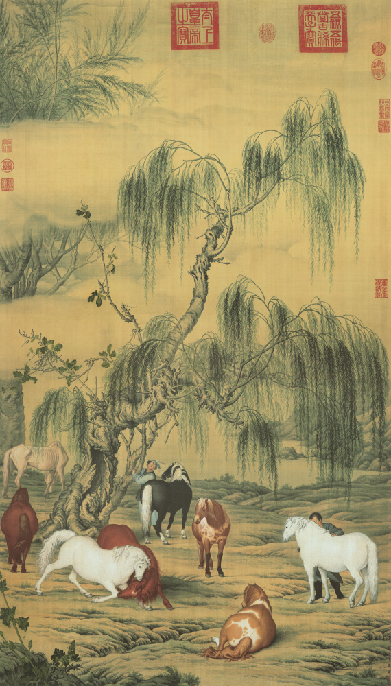 清郎世宁八骏图超清绢本