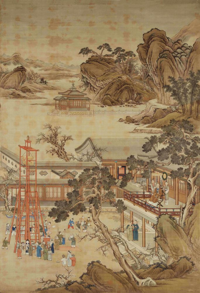 清乾隆帝元宵行乐图轴超清绢本