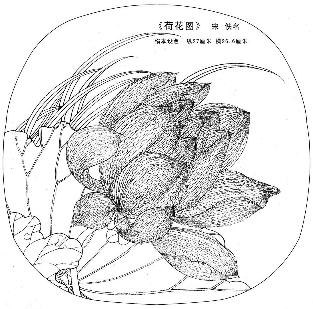宋代工笔花鸟荷花图