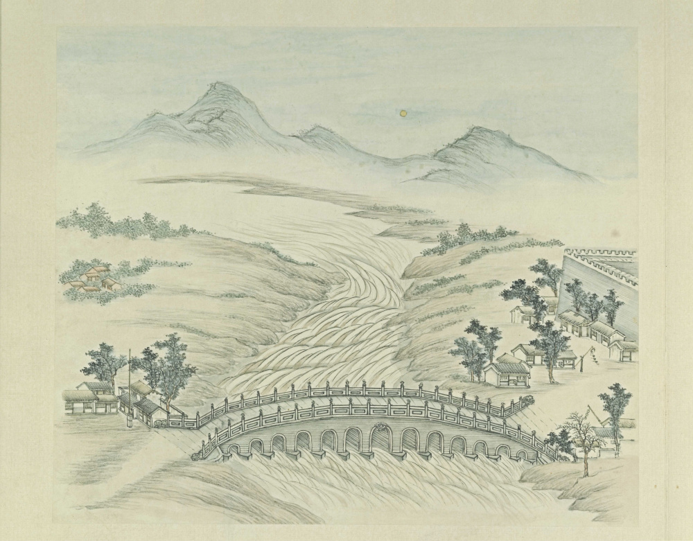 清张若澄燕山八景图-卢沟晓月