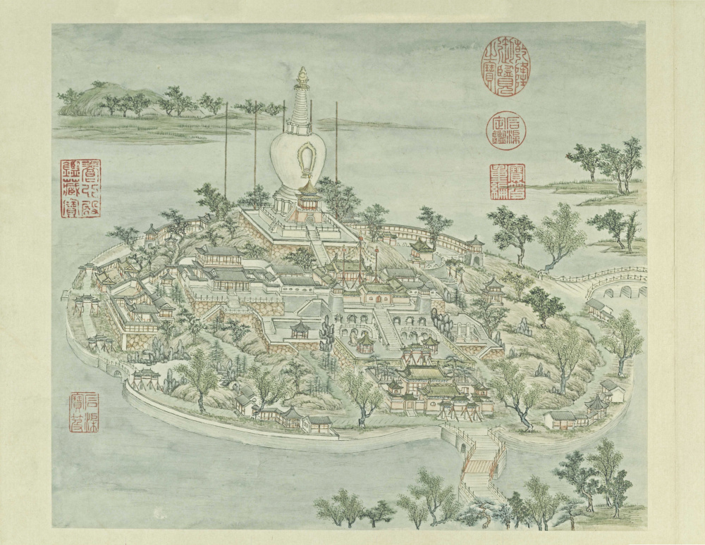 清张若澄燕山八景图-琼岛春荫